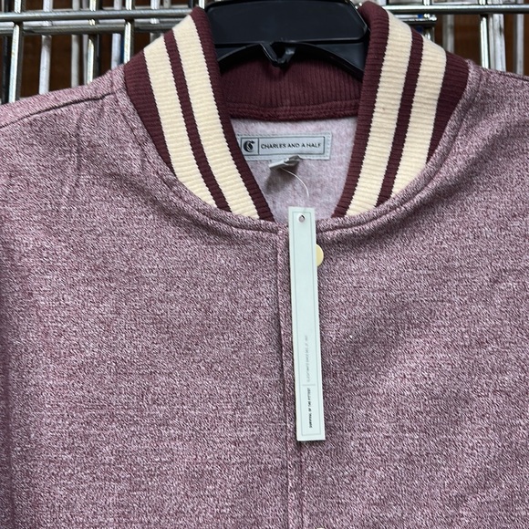 Charles and a Half  Mens size medium heathered red varsity jacket - Picture 2 of 3